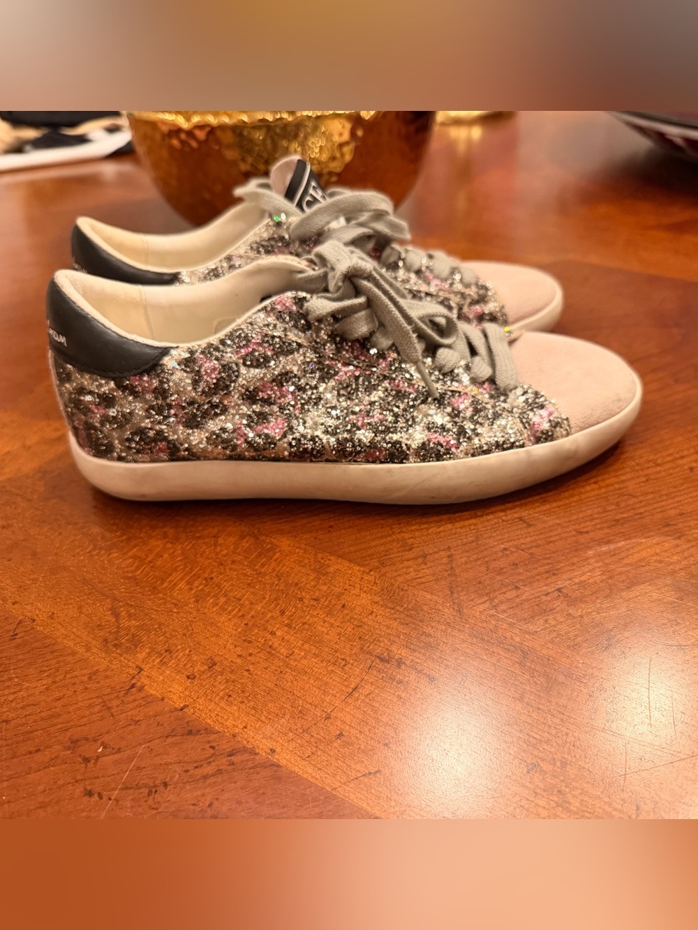 Sam Edelman Kids Glitter Leopard Sneakers - Pink & Gray